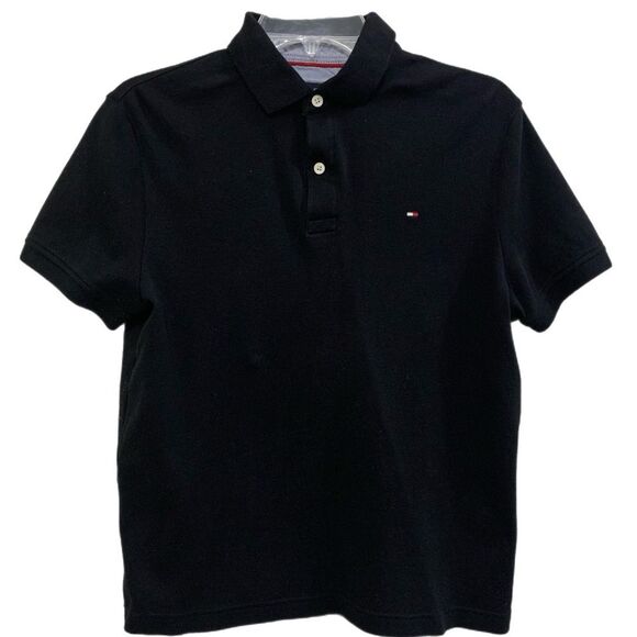 Tommy Hilfiger Polo Boys S/P Black Kids Custom Fit Short Sleeve. - Picture 1 of 8